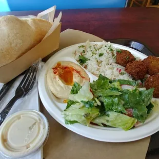 Taverna Platter with falafel.