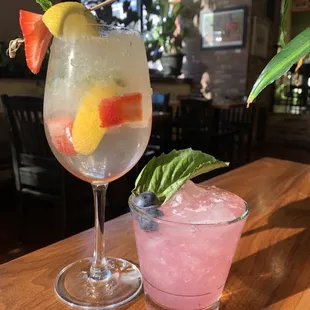 Texas lemonade sangria and Blueberry Basil Bash