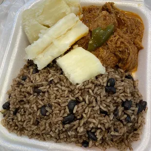 Congri rice, Ropa Vieja, boiled yucca