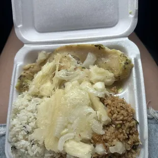 Rice, fish, and yucca