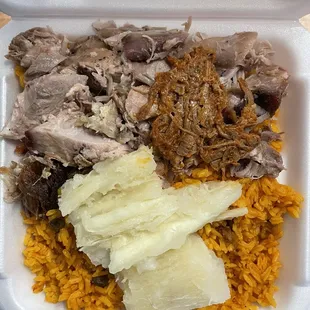 PERNIL / PULLED PORK Yuca rice with red beans