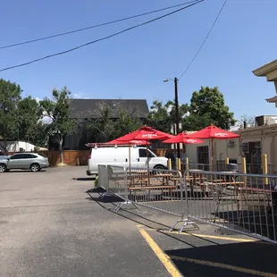 Patio area in parking lot