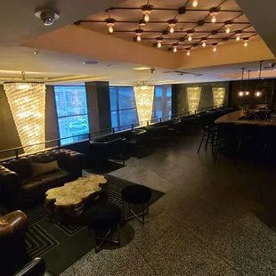 Bar overlooks the hotel lobby