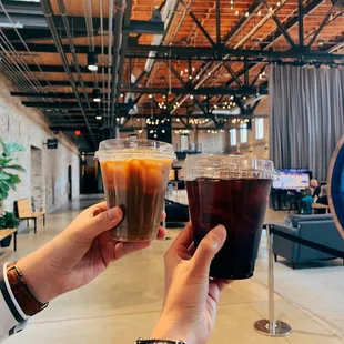 two people toasting