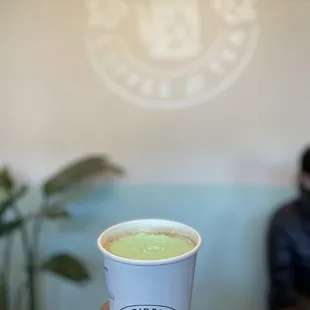 Vietnamese coffee with pandan foam