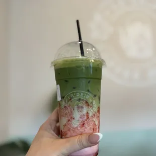 Strawberry matcha latte