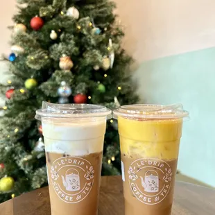 Salted cheese foam coffee and Egg Coffee