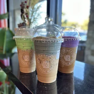 Pandan bac siu, salted sesame bac siu, ube cheese coffee