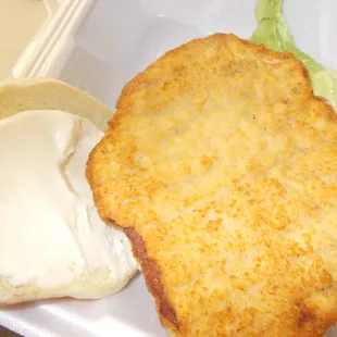 PORK FRITTER  comes with lettuce tomato and mayo  $4.00