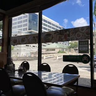 My view from inside the restaurant looking out