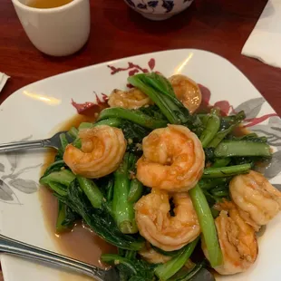 Jumbo shrimp with Chinese vegetables