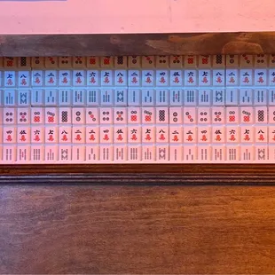 Mahjong wall tiles on the booths side