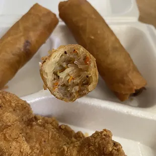 Veggie egg roll with bean thread noodles