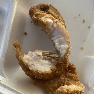 Boneless fried white fish, pretty generously sized