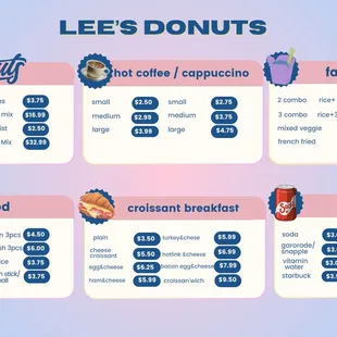 Lee's menu