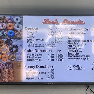 menu, donuts