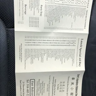 Menu, outside. 09/21/21