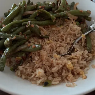 Veggie Fried Rice and Dry Braised String Beans