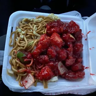 Chow mein  with Sweet and Sour Chicken Lunch Special