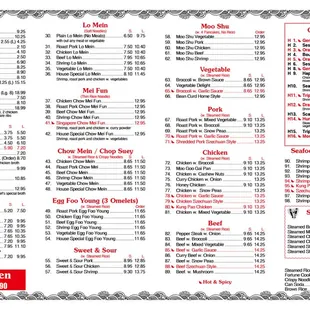 the menu for lee's kitchen