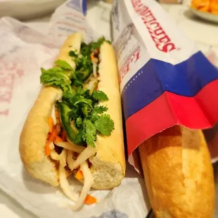 Banh mi xiu Mai and a baguette