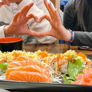 Naked Double Salmon Roll ($13.99) + Salmon Sashimi ($5.50 for 2pcs)