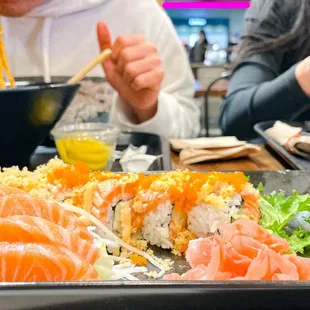 Naked Double Salmon Roll ($13.99) + Salmon Sashimi ($5.50 for 2pcs)