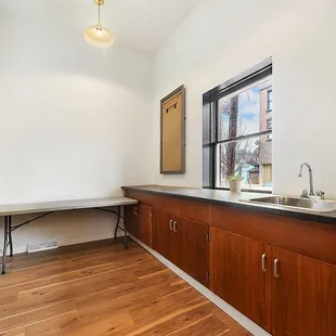 The kitchenette provides space to serve your own food