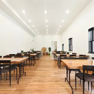 Tables and chairs provided for up to 48 guests