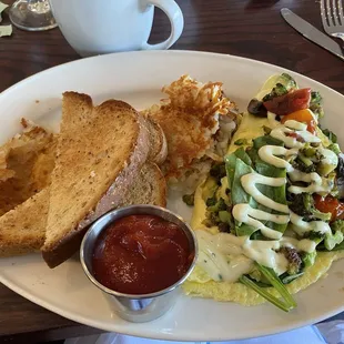 Veggie omelets with basil sauce