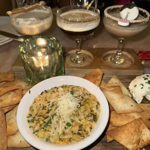 3 dips and espresso martini flight