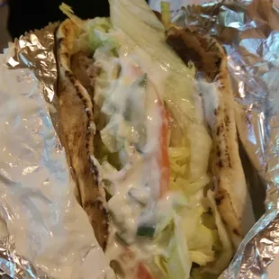 Gyro added hot peppers and onions