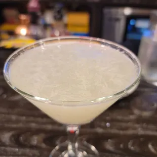 Can&apos;t remember the name but it&apos;s a martini made with Asian Pear Sake. Delicious.
