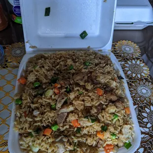 Chicken Fried Rice as takeout. It's a lot of food.