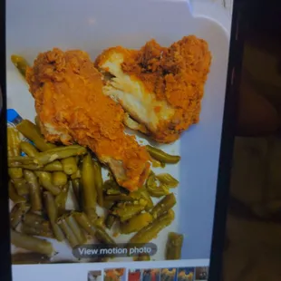 My wife ordered a three-piece all white came with a drumstick and a thigh and one piece of white meat