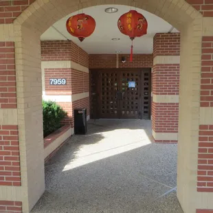 Lanterns hanging from the gate