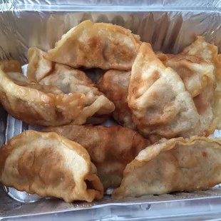 Pan fried dumplings.
