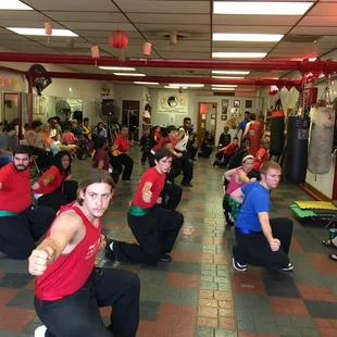 Class Group step and punch routine.