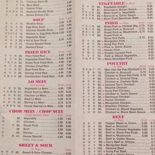 the menu