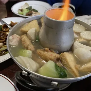 Chinese New Year Special: Shabu Shabu Steam Pot (Seafood balls/cakes &amp; Tofu with mushroom &amp; bok choy in a broth)