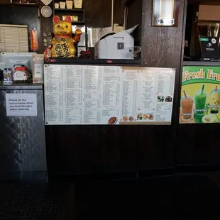 menus and drinks