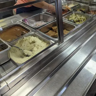 a woman serving food