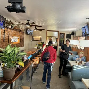 people eating at the counter