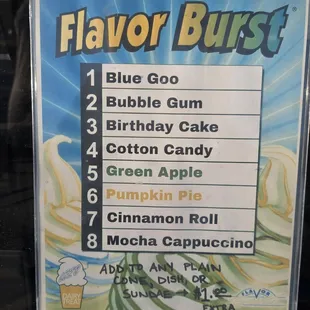 Flavor burst options for ice cream