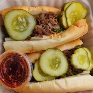 Bulgogi cheese steak with added pickles