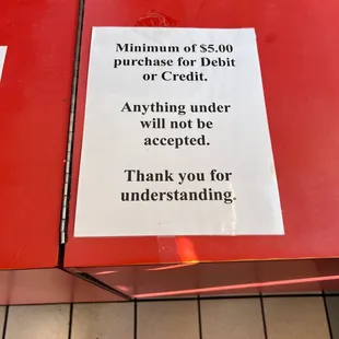 a sign on a counter