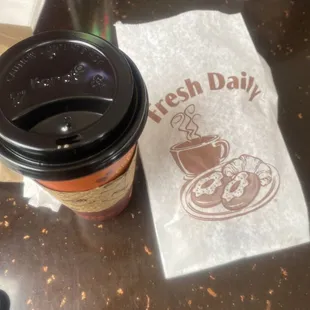 Pastry and hot beverage