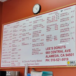 Menu and pricing,  Feb 2023