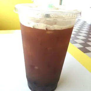 Tapioca Mango black tea only 3.50 for large, feeling fresh!