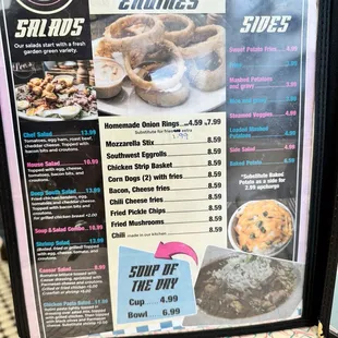 a menu for a restaurant